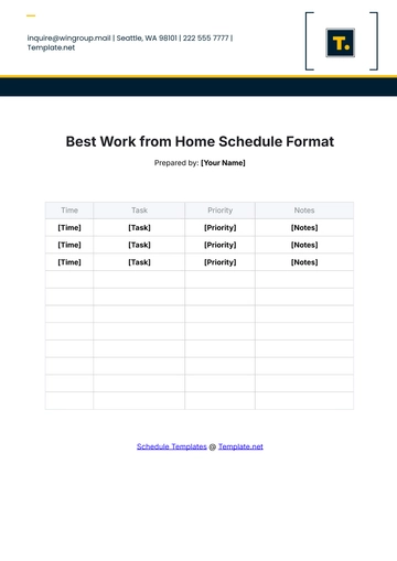 Free Best Work from Home Schedule Format Template to Edit Online