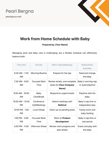 Free Work from Home Schedule with Baby Template to Edit Online