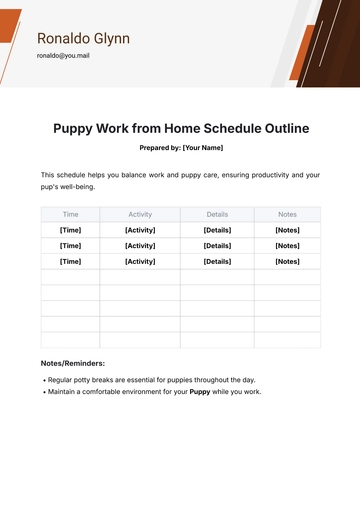 Free Puppy Work from Home Schedule Outline Template to Edit Online