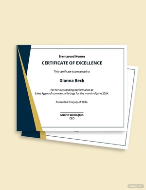 Sample Real Estate Certificate Template
