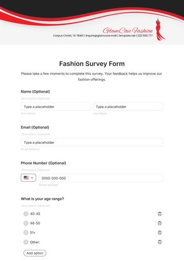 Free Fashion Survey Form Template to Edit Online