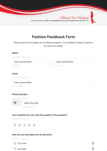 Free Fashion Feedback Form Template to Edit Online
