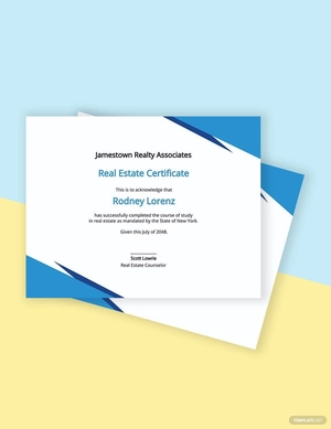 Commercial Real Estate Certificate Template