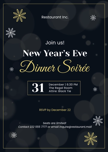 Free Elegant New Year Invitation Template to Edit Online