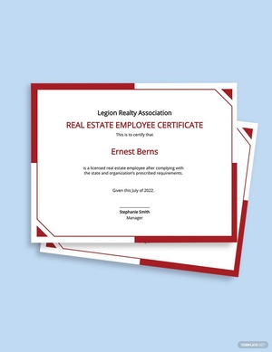 Real Estate Employee Certificate Template