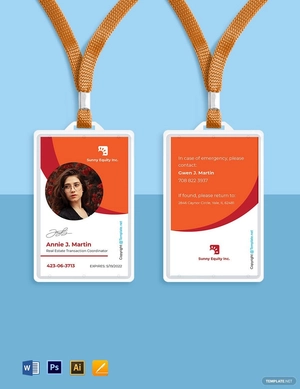 Sample Real Estate ID Card Template