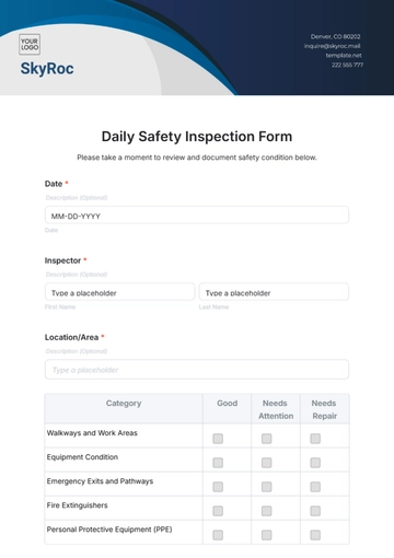 Free Daily Safety Inspection Form Template to Edit Online