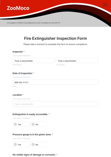 Free Fire Extinguisher Inspection Form Template to Edit Online