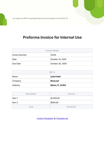 Free Proforma Invoice for Internal Use Template to Edit Online