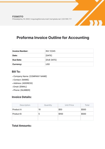 Free Proforma Invoice Outline for Accounting Template to Edit Online