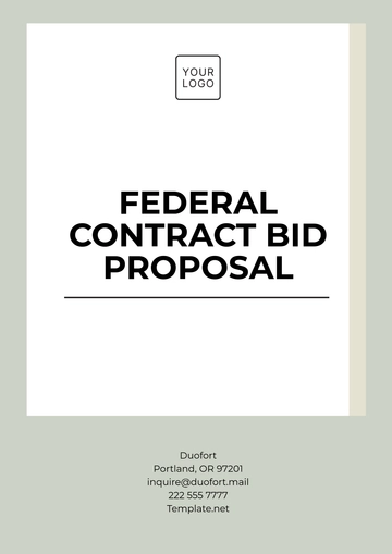 Free Federal Contract Bid  Proposal Template to Edit Online