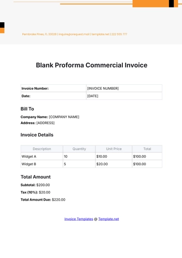 Free Blank Proforma Commercial Invoice Template to Edit Online