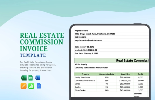 Real Estate Commission Invoice Template