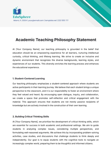 Free Academic Teaching Philosophy Statement Template to Edit Online