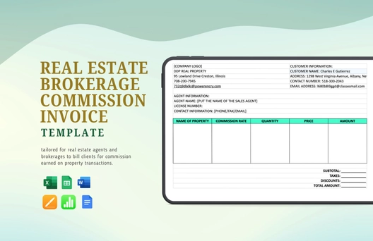 Real Estate Brokerage Commission Invoice Template