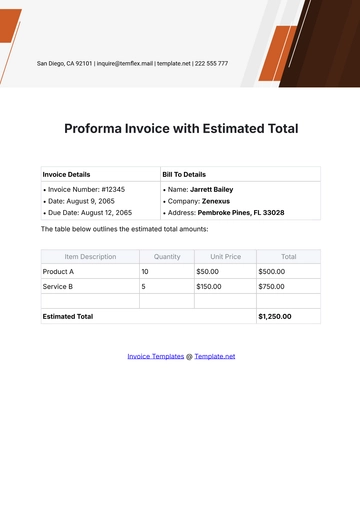 Free Proforma Invoice with Estimated Total Template to Edit Online