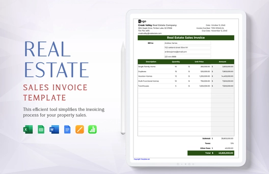 Real Estate Sales Invoice Template