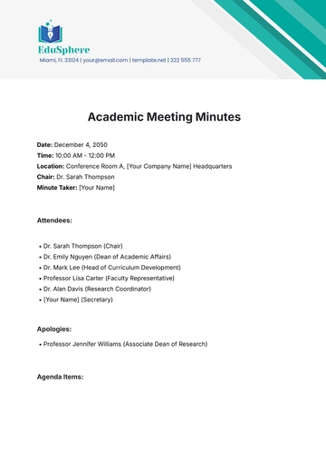 Free Academic Meeting Minutes Template to Edit Online
