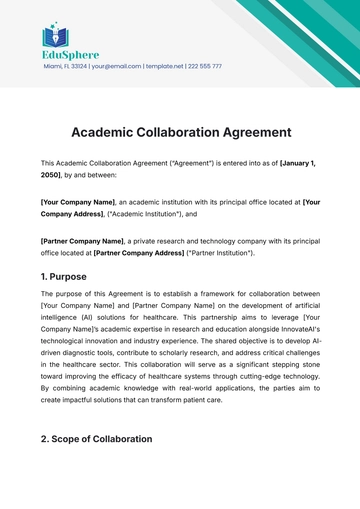 Free Academic Collaboration Agreement Template to Edit Online