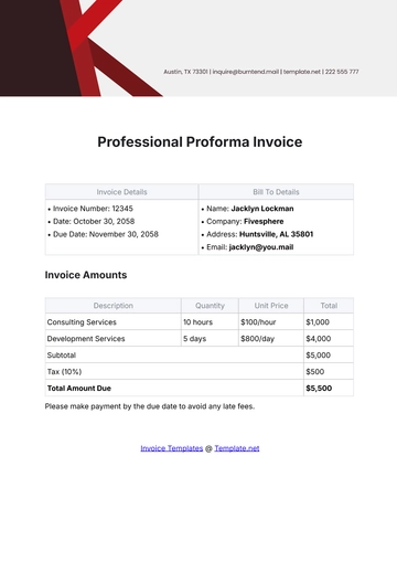 Free Professional Proforma Invoice Template to Edit Online