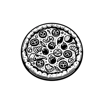 Free Black and White Pizza Clipart to Edit Online