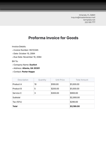Free Proforma Invoice for Goods Template to Edit Online
