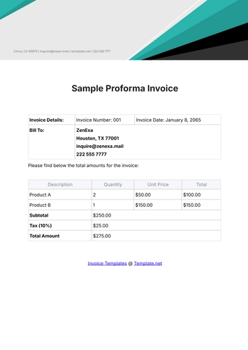 Free Sample Proforma Invoice Template to Edit Online