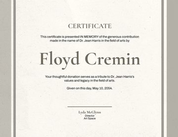Free In Memory Donation Certificate Template to Edit Online