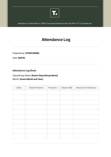 Free Attendance Log Template to Edit Online