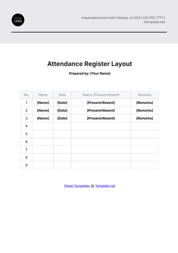 Free Attendance Register Layout Template to Edit Online
