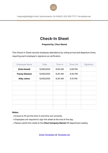 Free Check-In Sheet Template to Edit Online