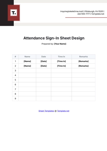 Free Attendance Sign-In Sheet Design Template to Edit Online