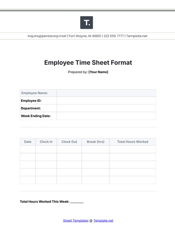Free Employee Time Sheet Format Template to Edit Online