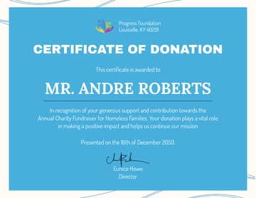 Free Donation Certificate for Sponsors Template to Edit Online