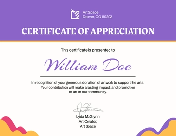 Free Donation Certificate for Art Donations Template to Edit Online