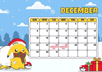 Free Pokemon Christmas Calendar Template to Edit Online