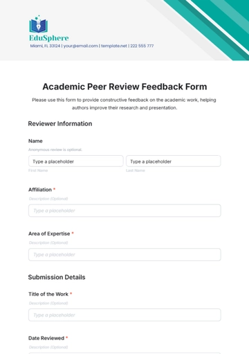 Free Academic Peer Review Feedback Form Template to Edit Online