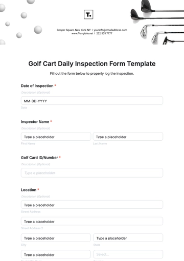 Free Golf Cart Daily Inspection Form Template to Edit Online