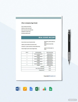 Real Estate Receipt Template