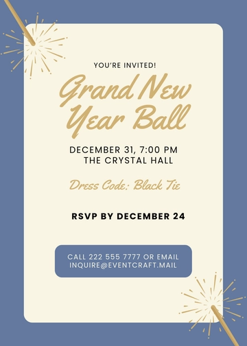 Free New Year Ball Invitation Design Template to Edit Online