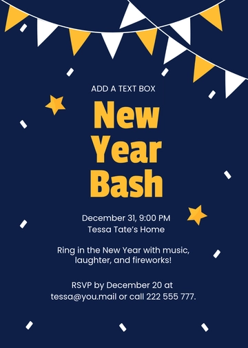 Free New Year Invitation Card Template to Edit Online
