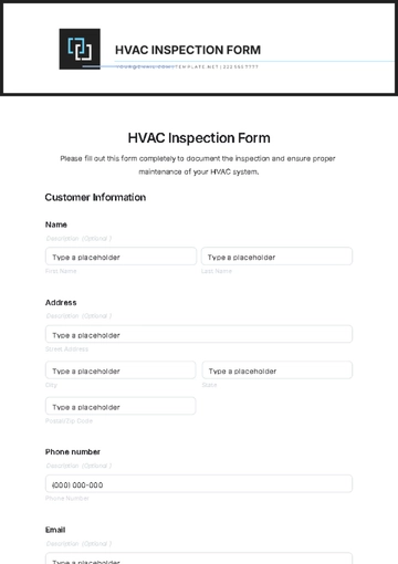Free HVAC Inspection Form Template to Edit Online
