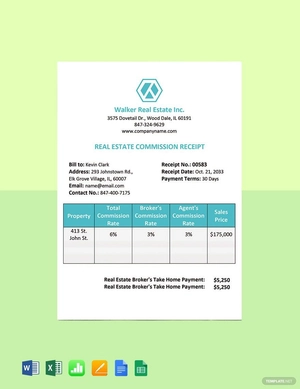Real Estate Commission Receipt Template