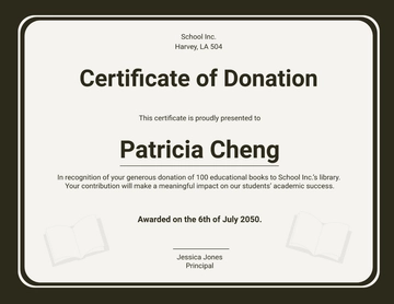 Free Donation Certificate for Library Donations Template to Edit Online