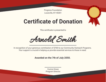 Free Red Donation Certificate Template to Edit Online