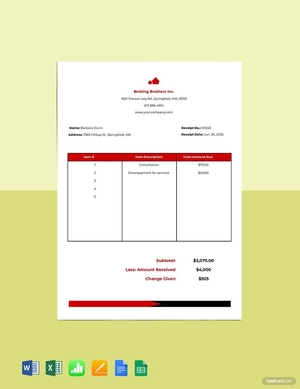 Real Estate Broker Receipt Template