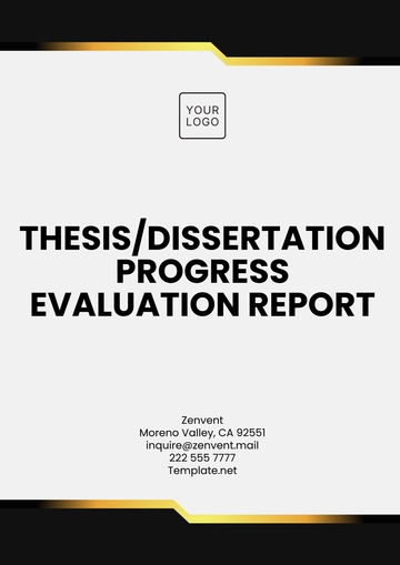 Free Thesis/Dissertation Progress Evaluation Report Template to Edit Online