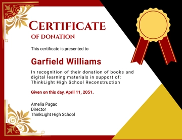 Free Creative Donation Certificate for School Template to Edit Online