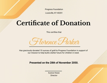 Free Gold Donation Certificate Template to Edit Online