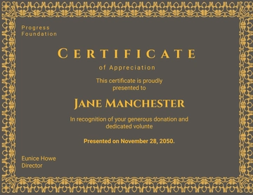 Free Donation Certificate for Volunteers Template to Edit Online